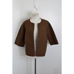 Michael Kors Collection Blazer Jacket Women 10 Brown Herringbone Wool Career